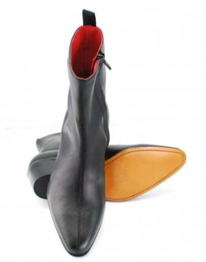 High Zip Boot - Black Leather