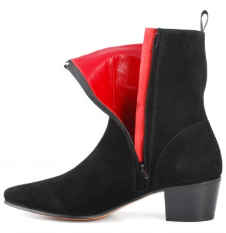 High Zip Boot - Black Suede