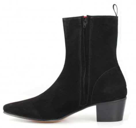 High Zip Boot - Black Suede