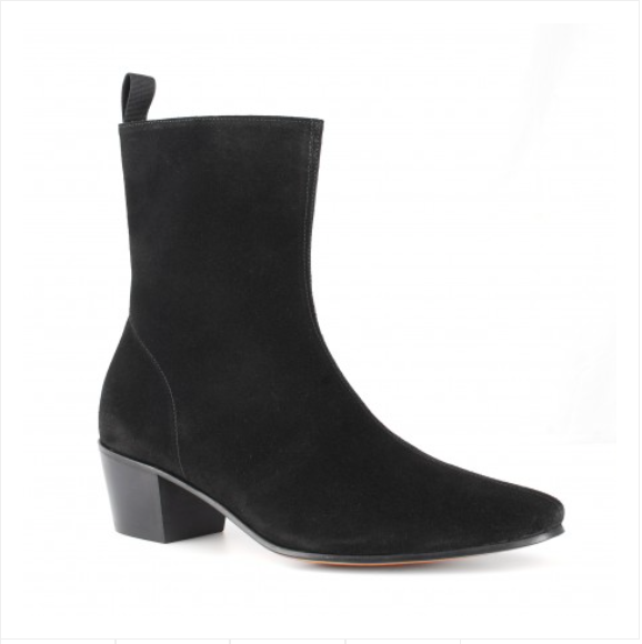 High Zip Boot - Black Suede